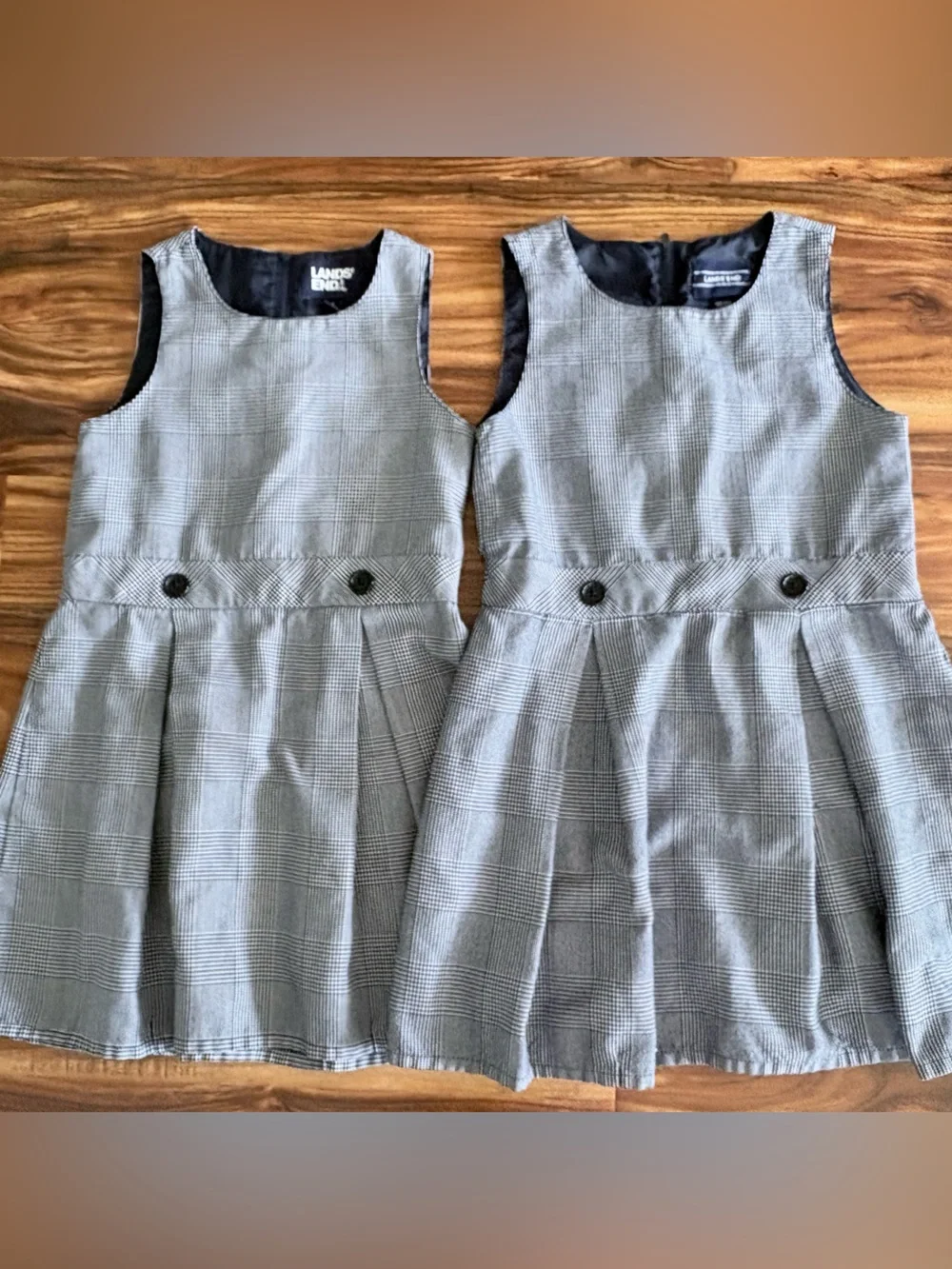Lot Of 2 Lands' End Kids Girls Classic Plaid Jumpers Plaid School Uniform Size